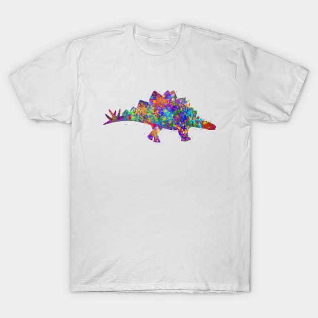 Stegosaurus dinosaur watercolor T-Shirt by Yahya Art